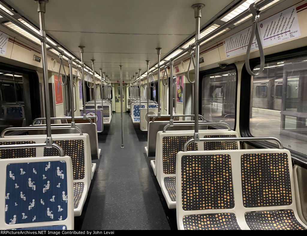 Interior of an LACMTA Breda Heavy Rail Subway Car 